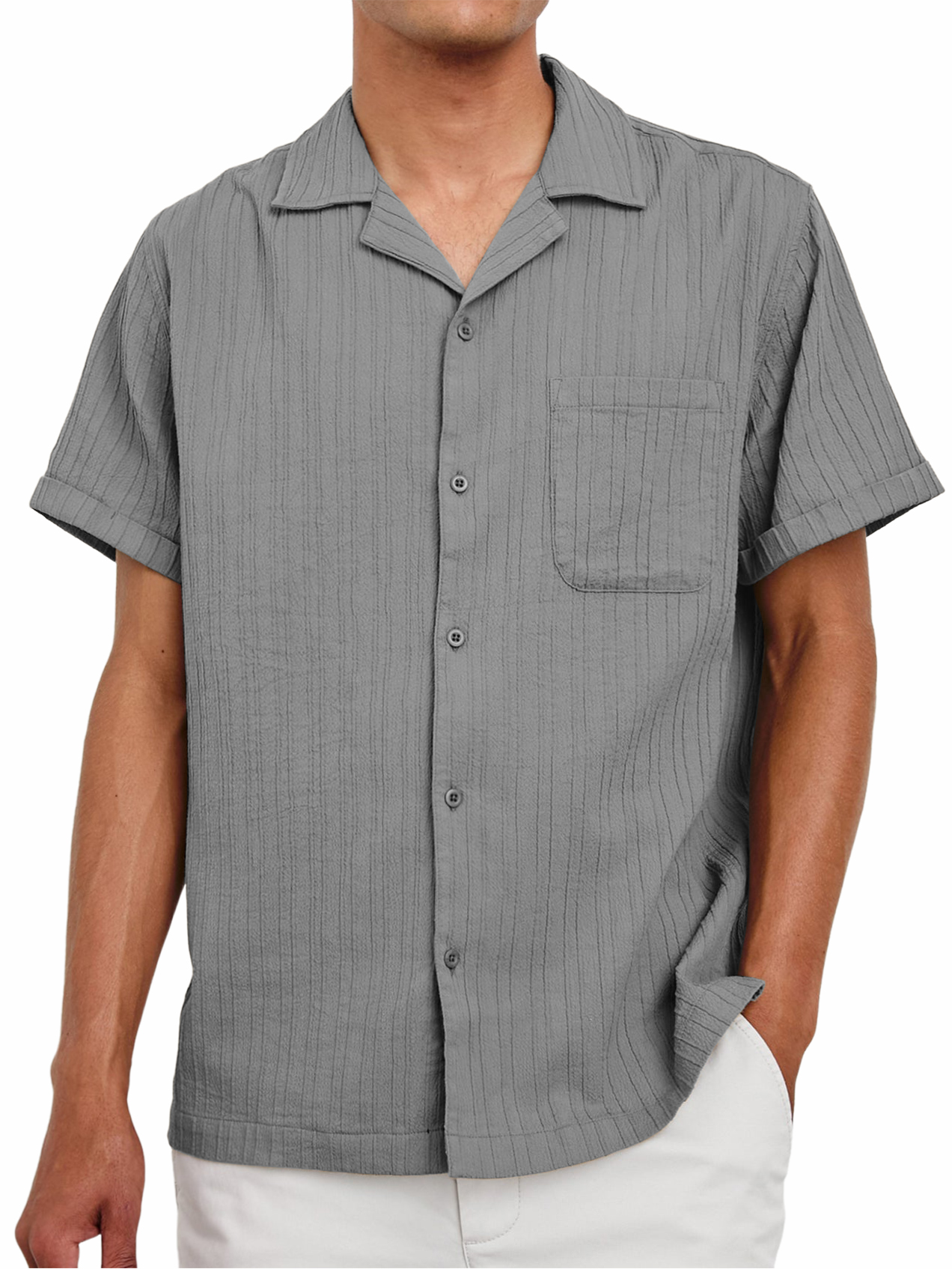 Men's Striped Texture Retro Casual Shirt