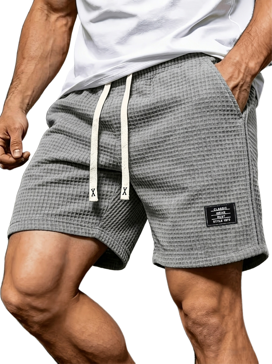 Retro Casual Waffle-Textured Shorts