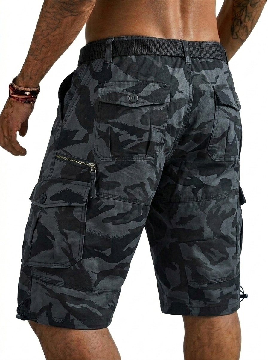 100% Cotton Multi-Pocket Basic Cargo Shorts
