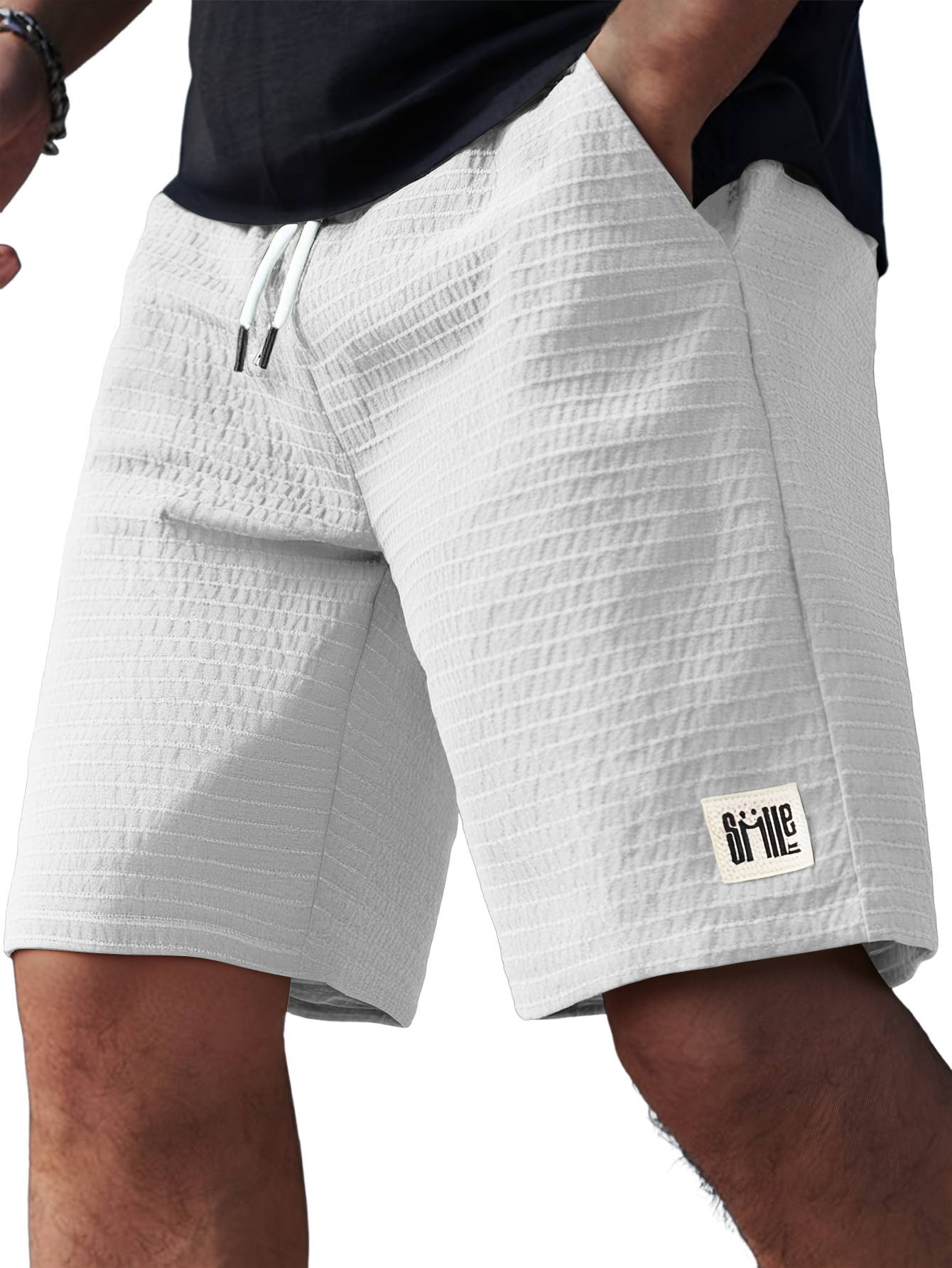 Men's Fashion Jacquard Striped Casual Short-sleeved Shirt