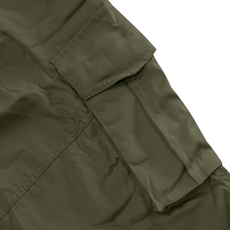 Men's Solid Color Workwear Style Multi-pocket Drawstring Elastic Waist Casual Shorts