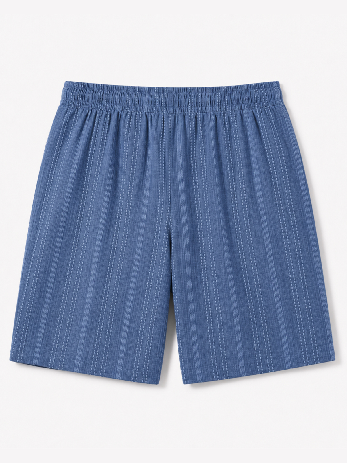 Men's Casual Linen Jacquard Striped Textured Elastic Waist Shorts