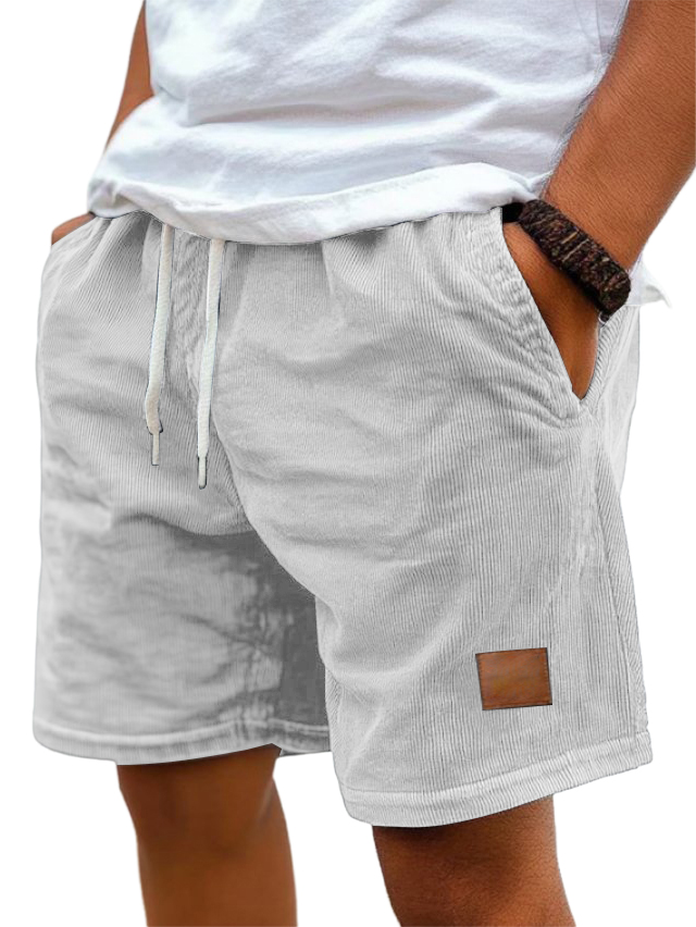 Men's Corduroy Embroidered Logo Loose-fitting Vacation Shorts