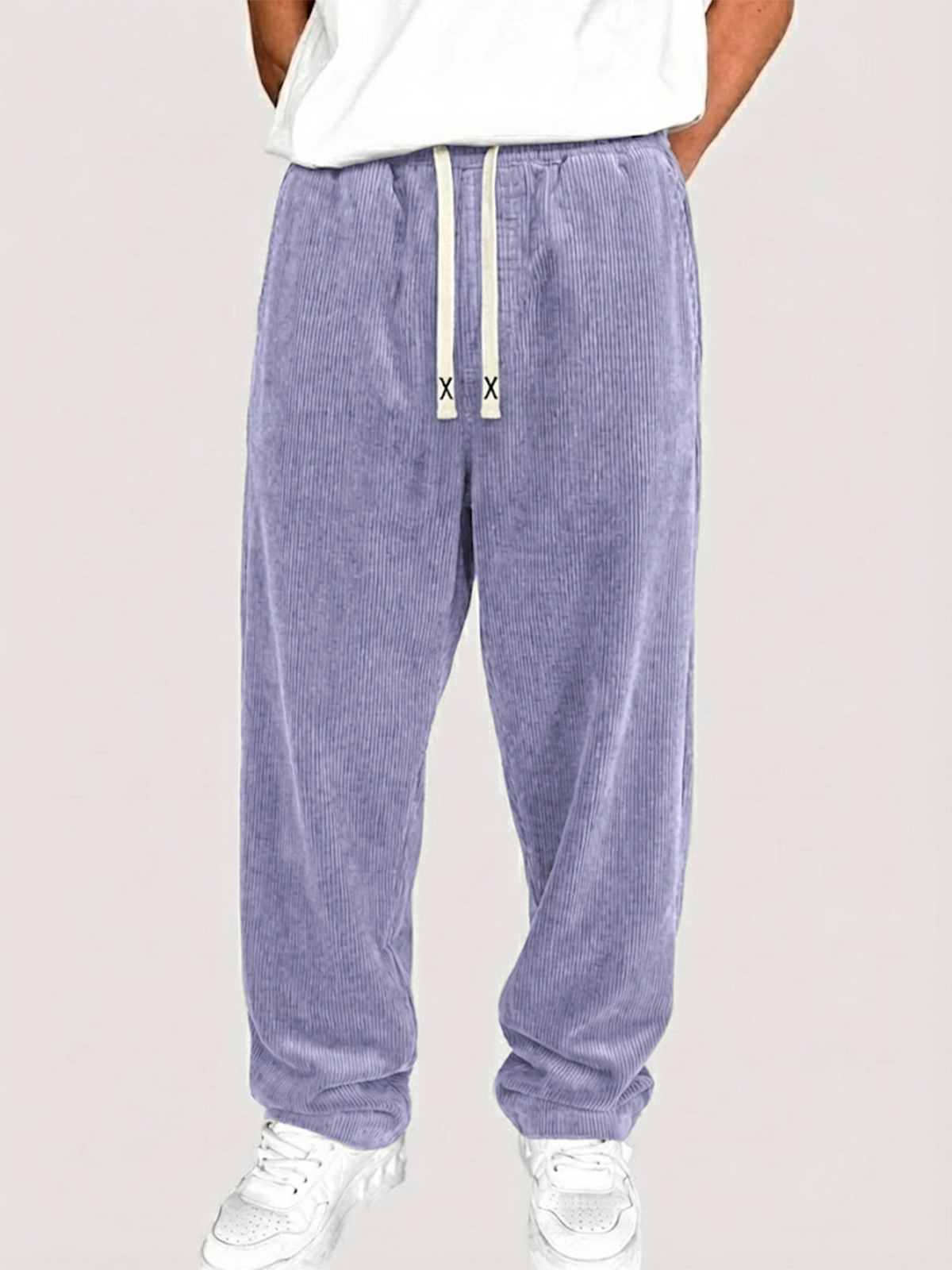 Men's Stylish Loose-fitting Corduroy Solid Color Casual Trousers