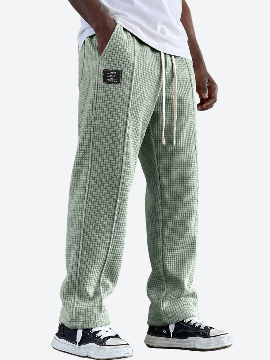 Men's Casual Waffle Texture Corduroy Multi-Pocket Pants with Embroidered Logo