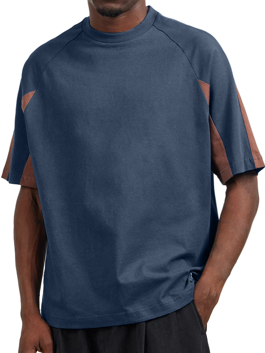 Men's Designer Color-Blocked Crew Neck Short-Sleeved T-shirt