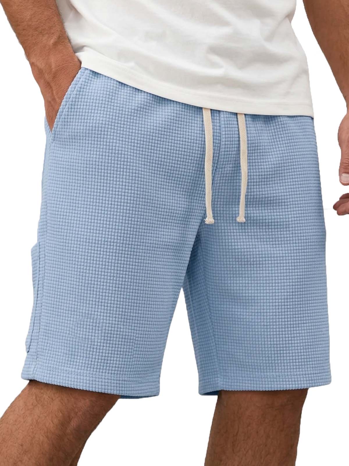 Men's Waffle Texture Corduroy Casual Shorts with Multiple Pockets