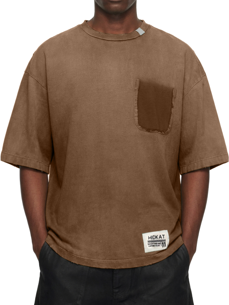 Men's Vintage Washed And Distressed Cotton Short Sleeved T-shirt