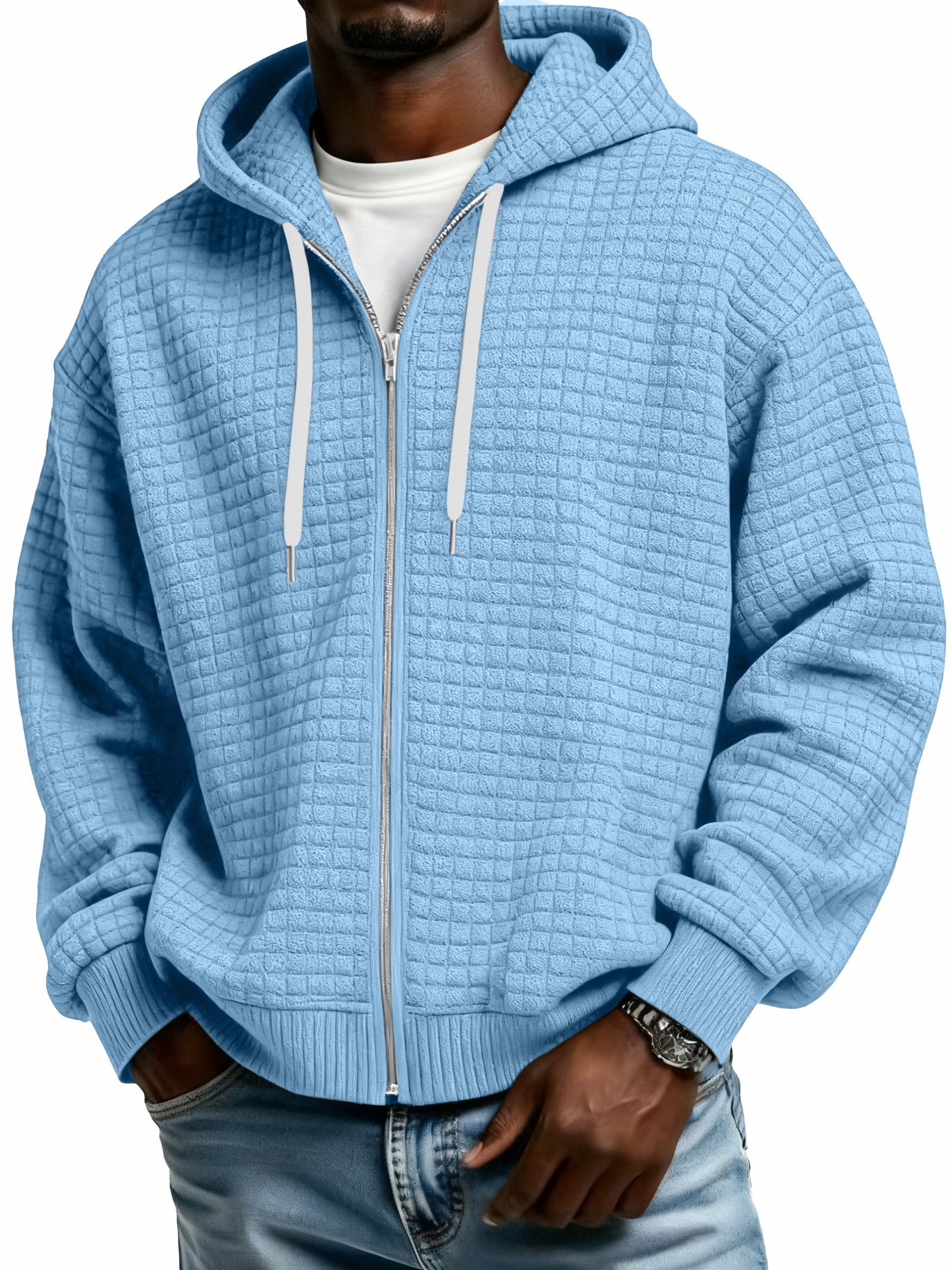 Winter Men's Corduroy Corn Zip Hooded Jacket