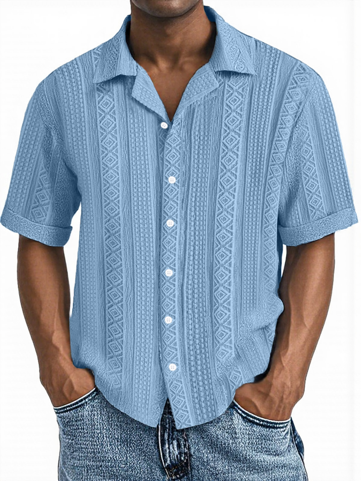 Men's Simple Everyday Casual Texture Button Short-sleeved Shirt