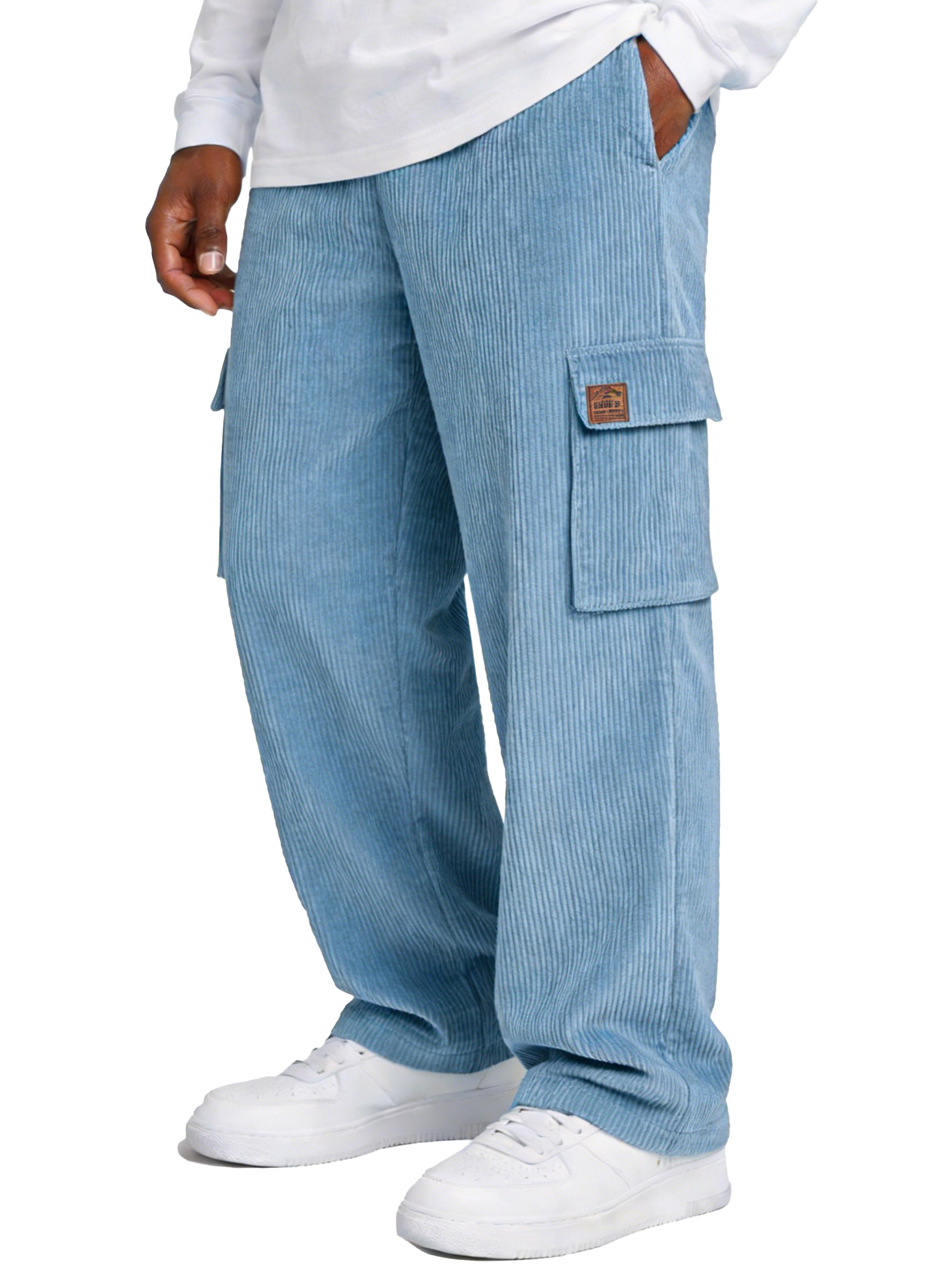 Simple Corduroy Loose Casual Straight-leg Pants With Pockets