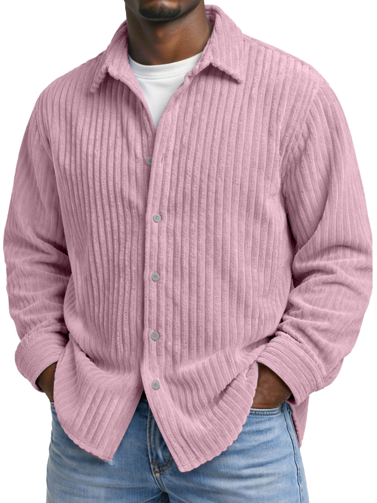 Men's Comfortable And Soft Corduroy Long-sleeved Collared Shirt