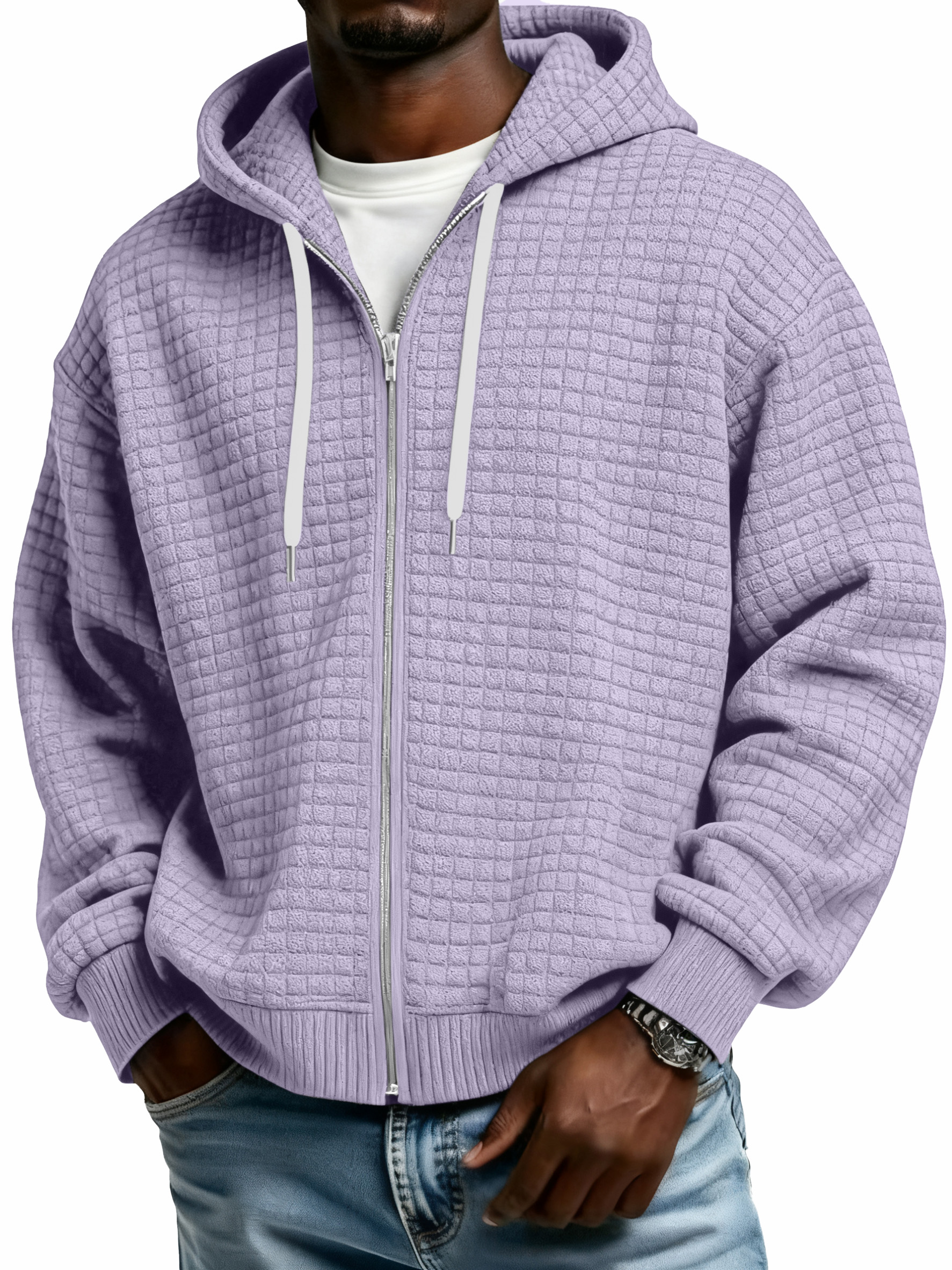 Winter Men's Corduroy Corn Zip Hooded Jacket