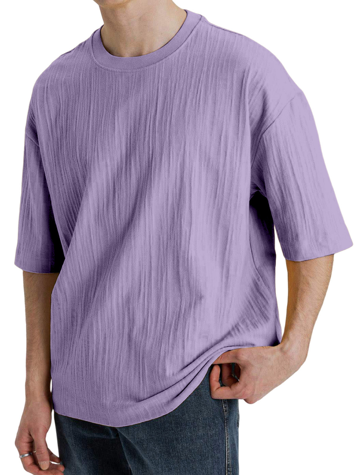 Men's Casual Pleated Texture Short-sleeved T-shirt