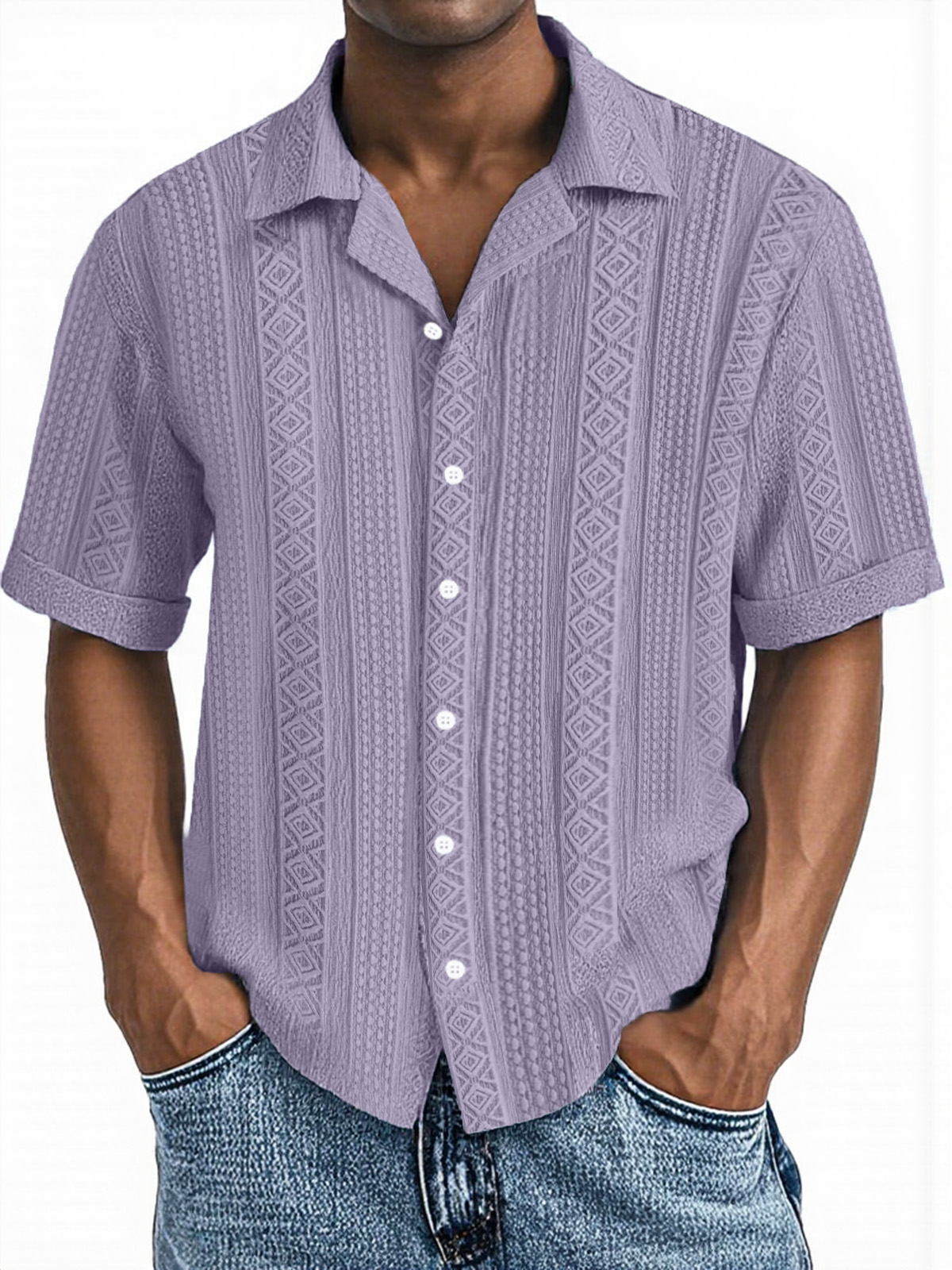 Men's Simple Everyday Casual Texture Button Short-sleeved Shirt