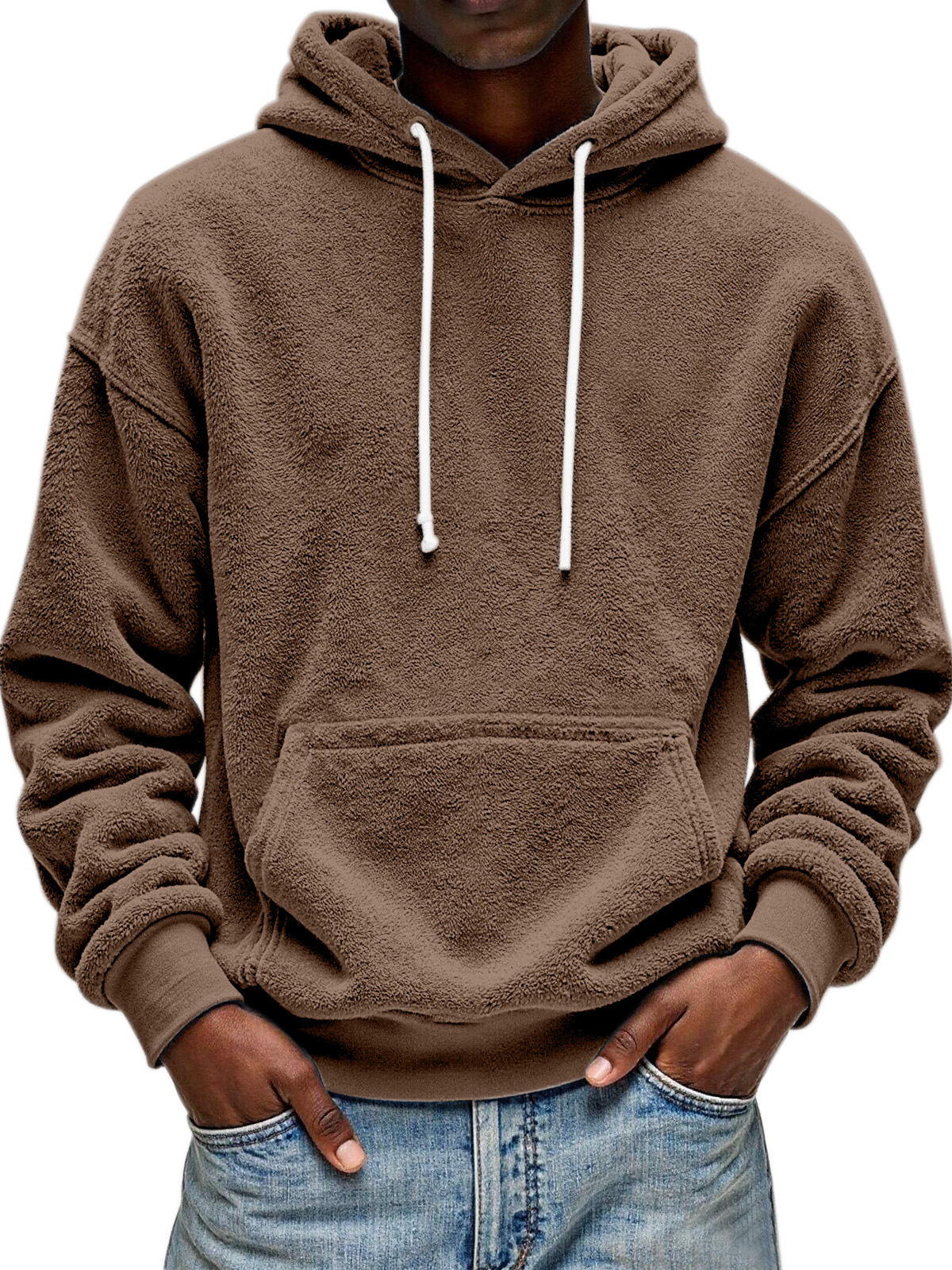 Men's Simple And Comfortable Double-sided Velvet Loose Hooded Sweatshirt