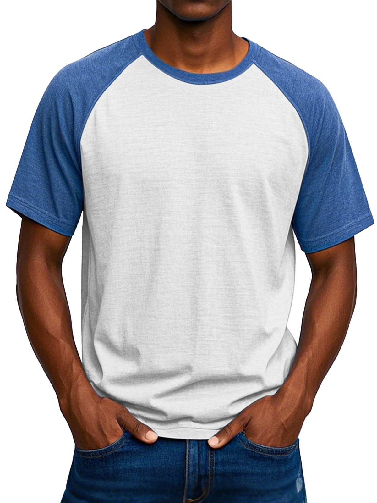 Men's Simple Solid Color Comfortable Raglan Short-sleeved T-shirt