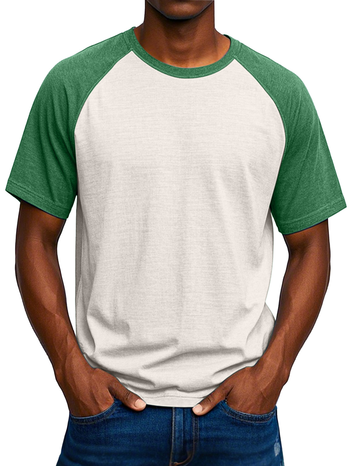 Men's Simple Solid Color Comfortable Raglan Short-sleeved T-shirt