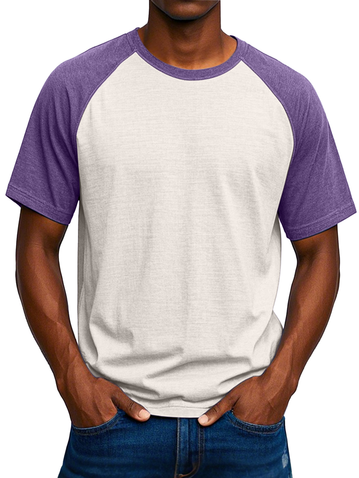Men's Simple Solid Color Comfortable Raglan Short-sleeved T-shirt