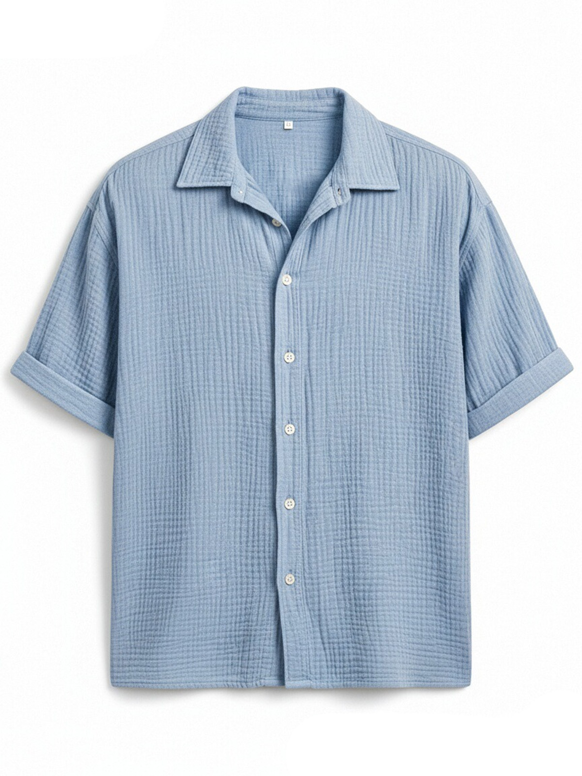 Men's Casual Vacation Breathable And Comfortable Pleated Short-sleeved Shirt