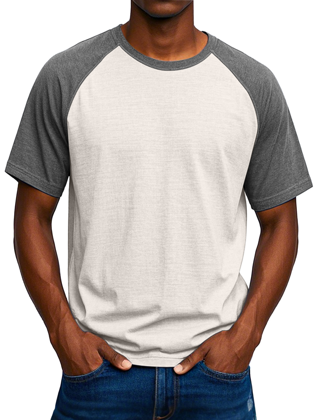 Men's Simple Solid Color Comfortable Raglan Short-sleeved T-shirt