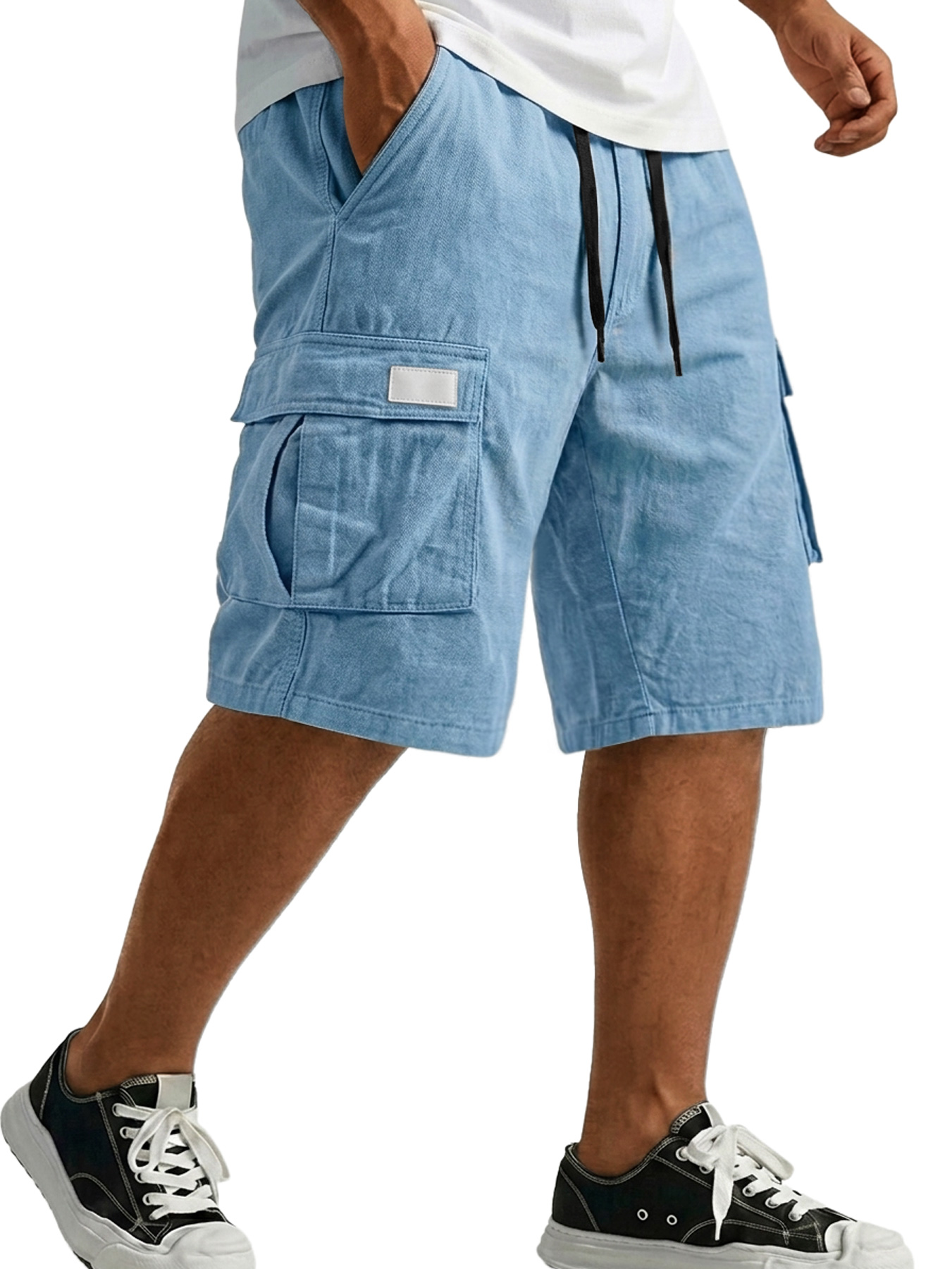 Men's Pure Cotton Multi-pocket Embroidered Leather Label Casual Work Shorts