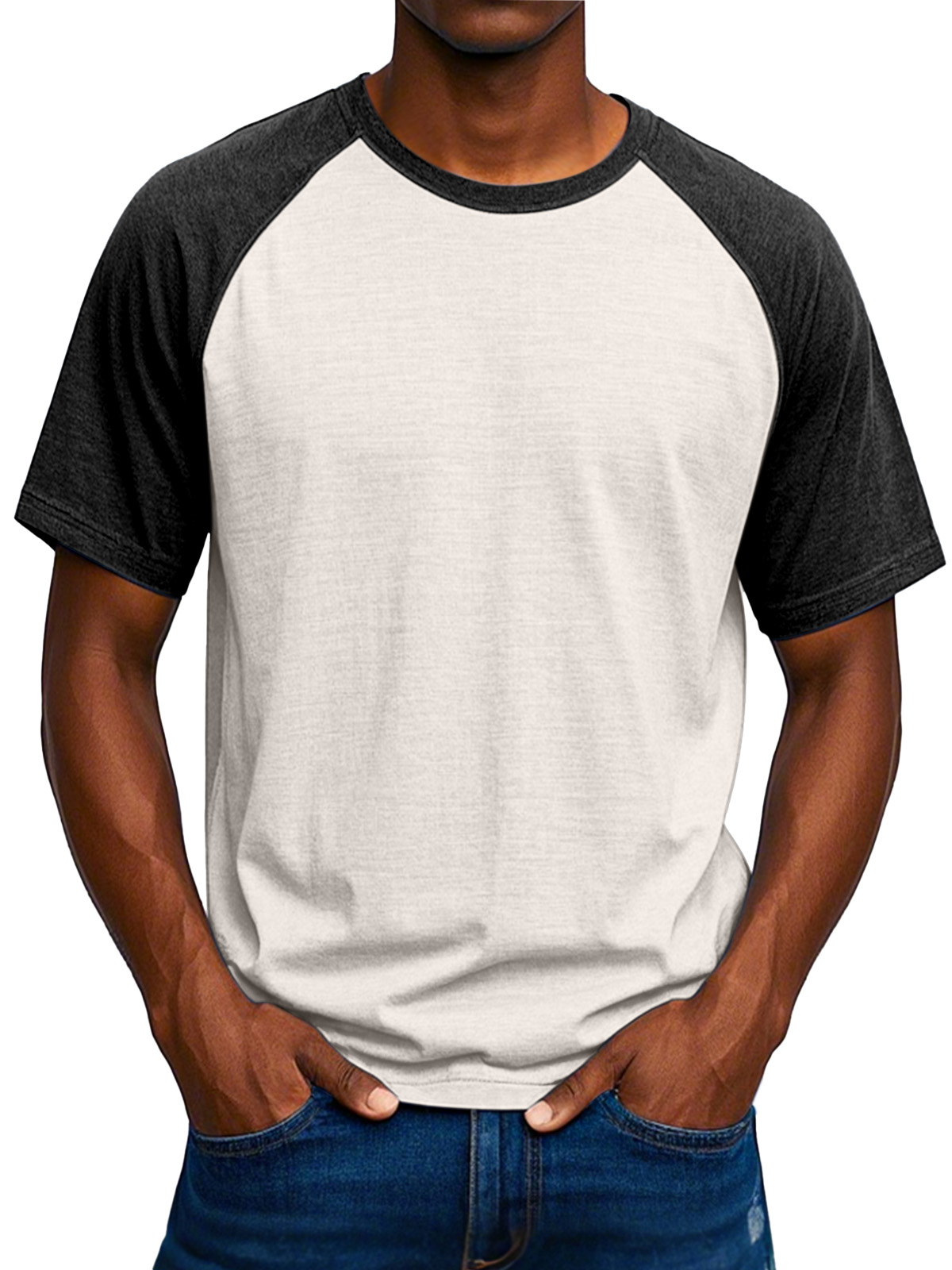 Men's Simple Solid Color Comfortable Raglan Short-sleeved T-shirt