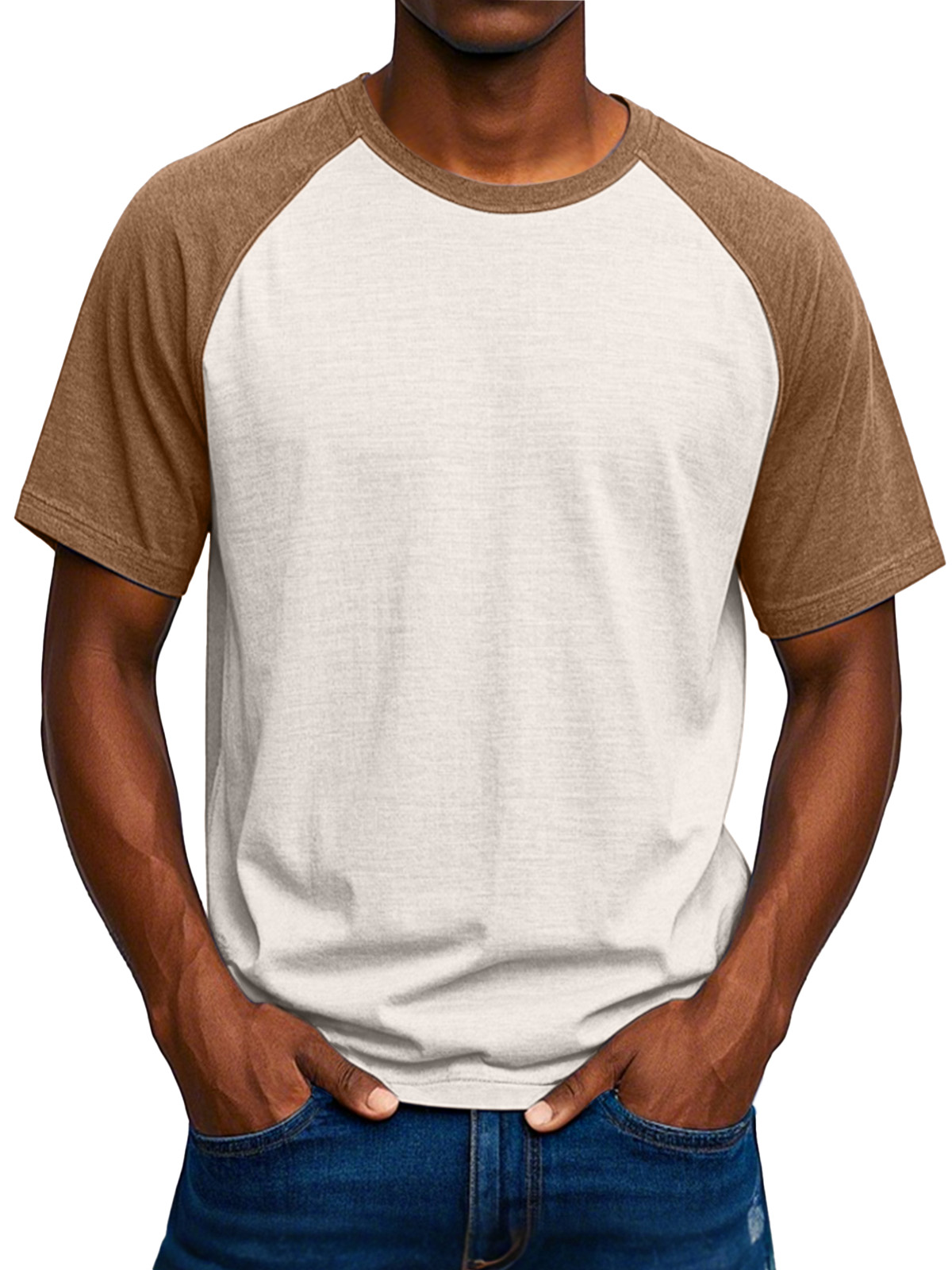 Men's Simple Solid Color Comfortable Raglan Short-sleeved T-shirt