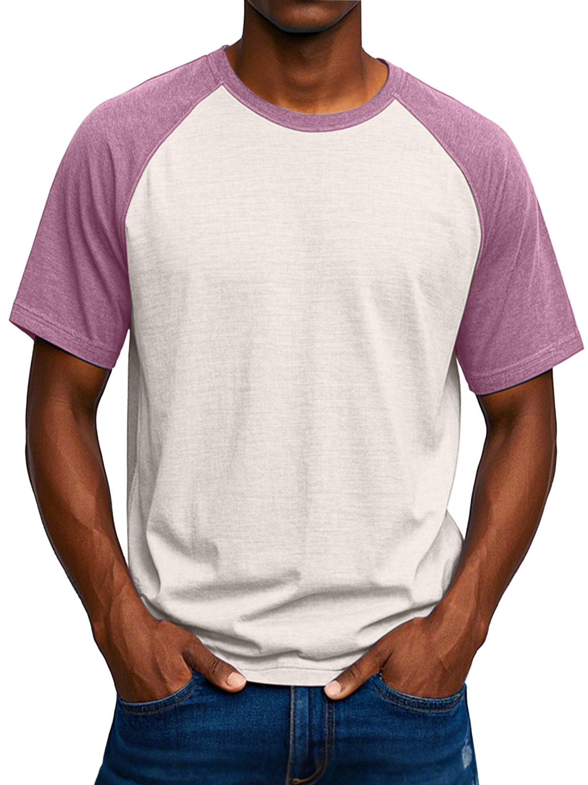 Men's Simple Solid Color Comfortable Raglan Short-sleeved T-shirt