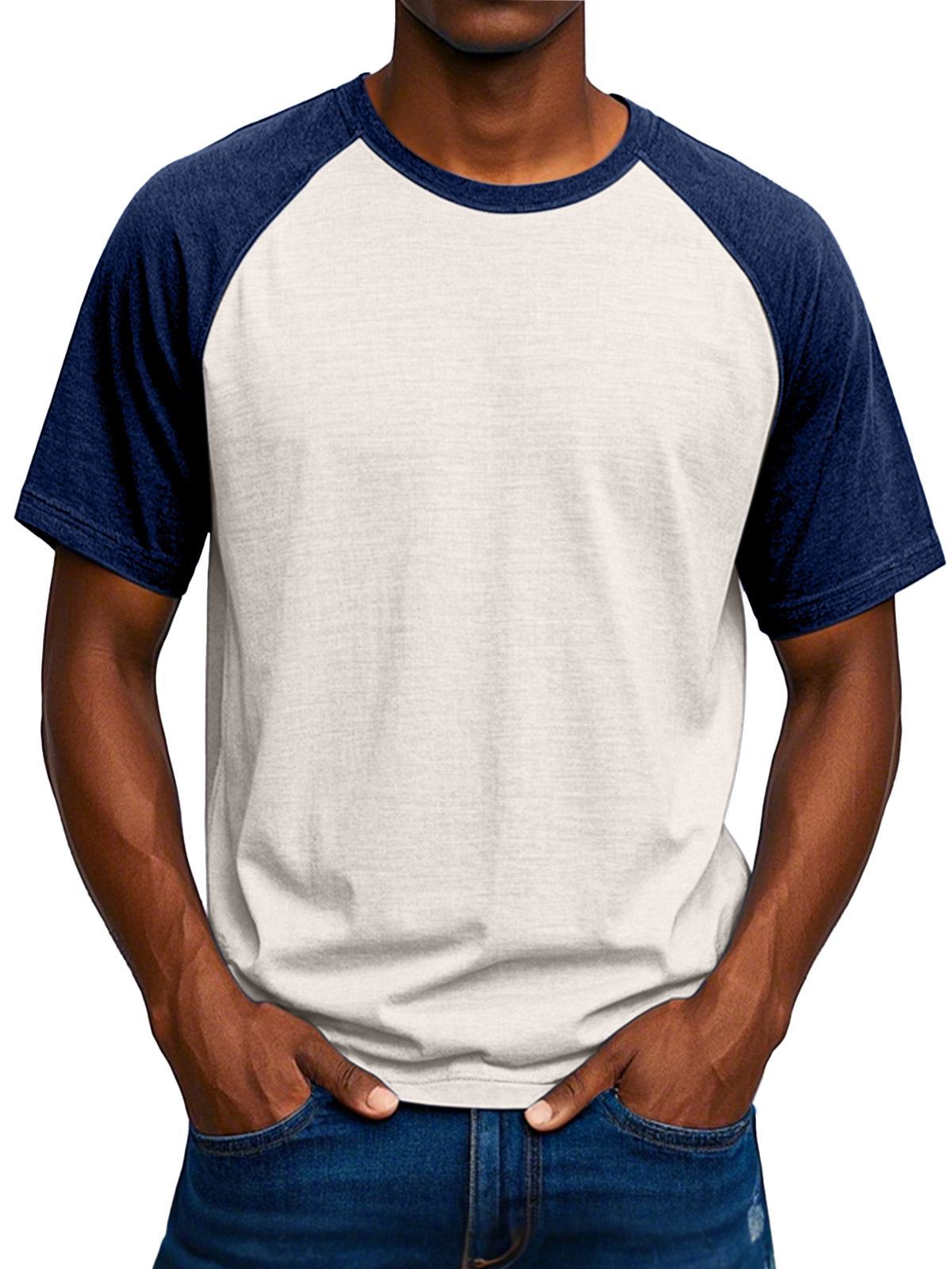Men's Simple Solid Color Comfortable Raglan Short-sleeved T-shirt