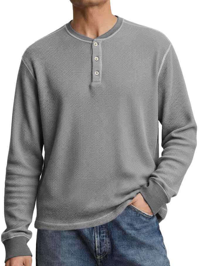 Men's Stylish Casual Long-sleeved Henley Shirt