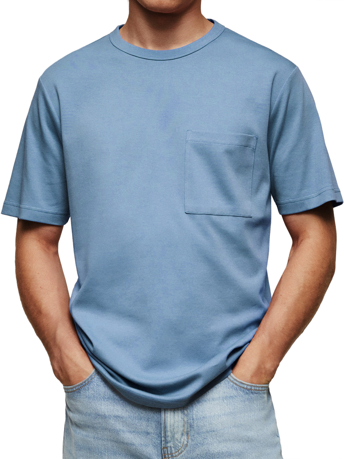 Men's Everyday Round Neck Casual Pocket Comfortable Short Sleeve T-Shirt