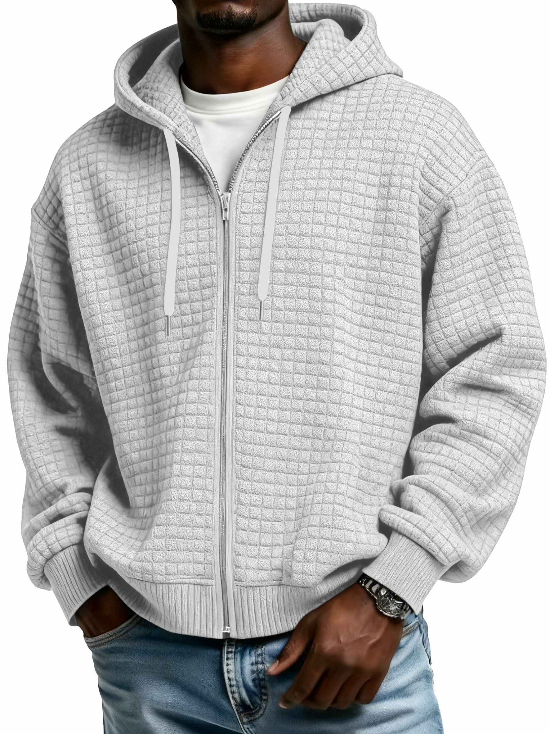 Winter Men's Corduroy Corn Zip Hooded Jacket