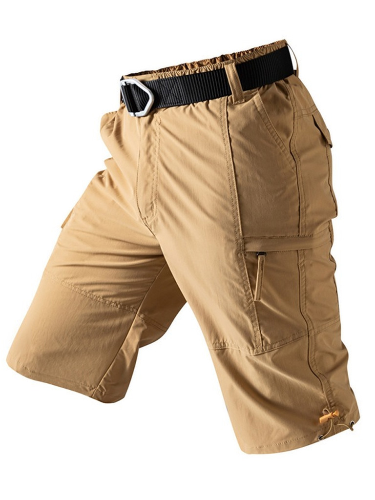 Men's 100% Cotton Multi-Pocket Zipper Casual Cargo Shorts