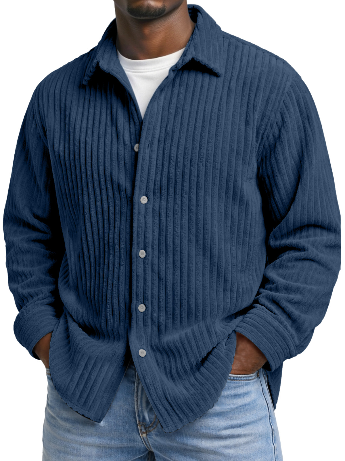 Men's Comfortable And Soft Corduroy Long-sleeved Collared Shirt