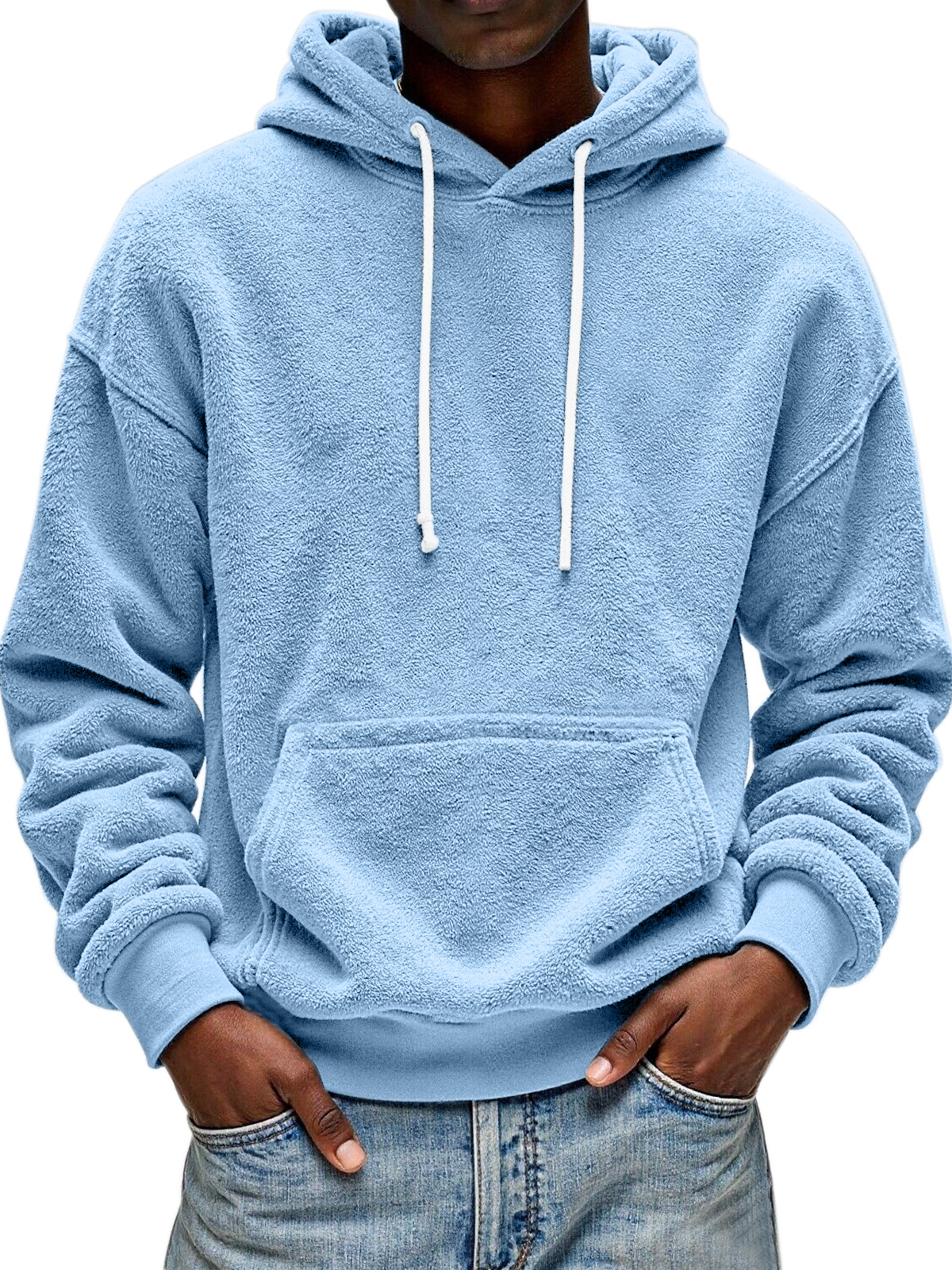Men's Simple And Comfortable Double-sided Velvet Loose Hooded Sweatshirt