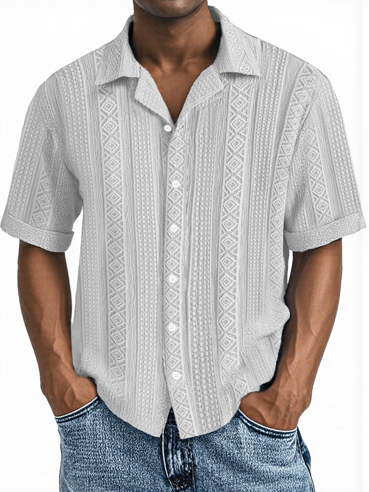Men's Simple Everyday Casual Texture Button Short-sleeved Shirt