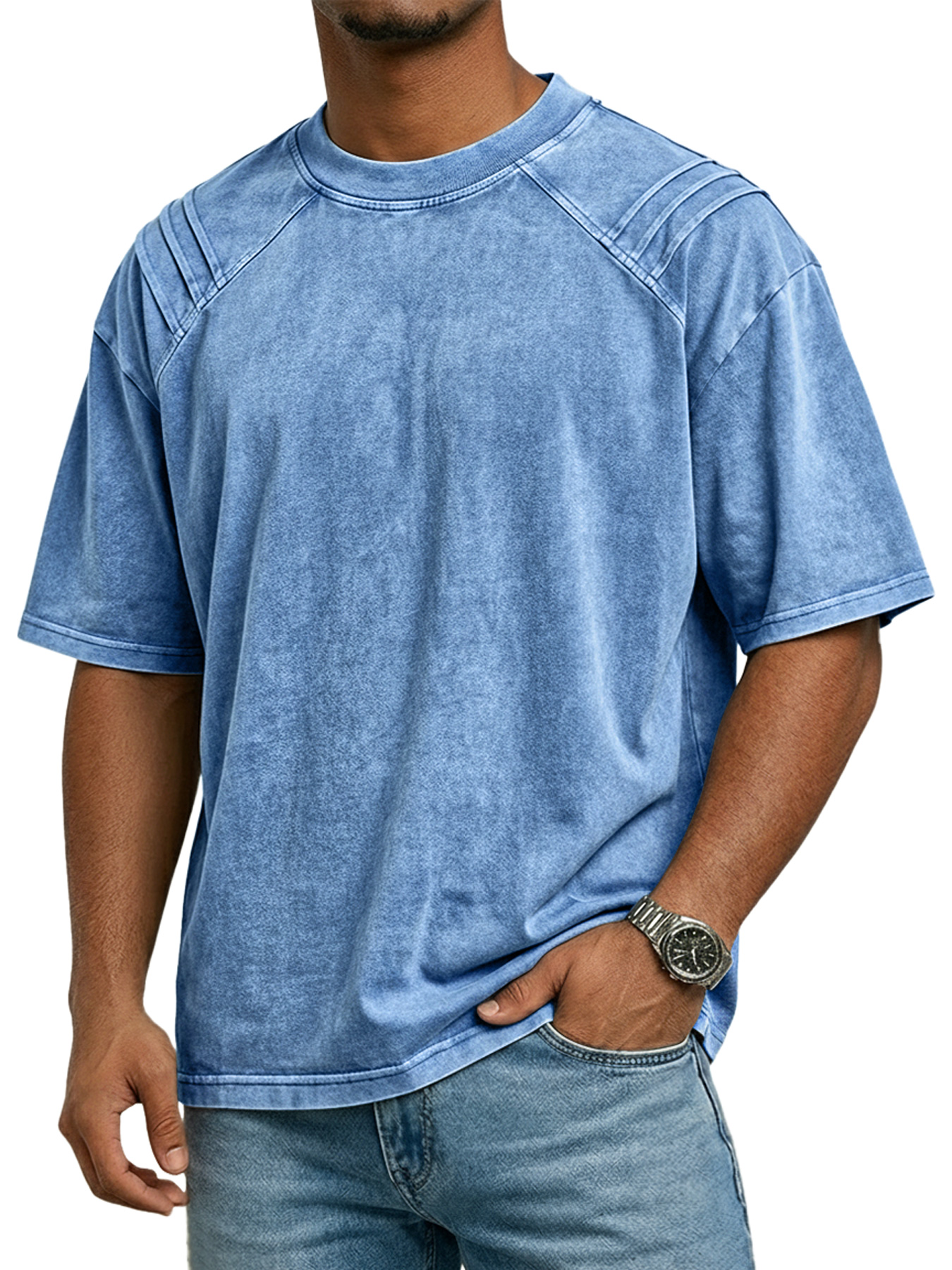 Men's Retro Crew Neck Deconstructed Casual Short-Sleeve T-Shirt