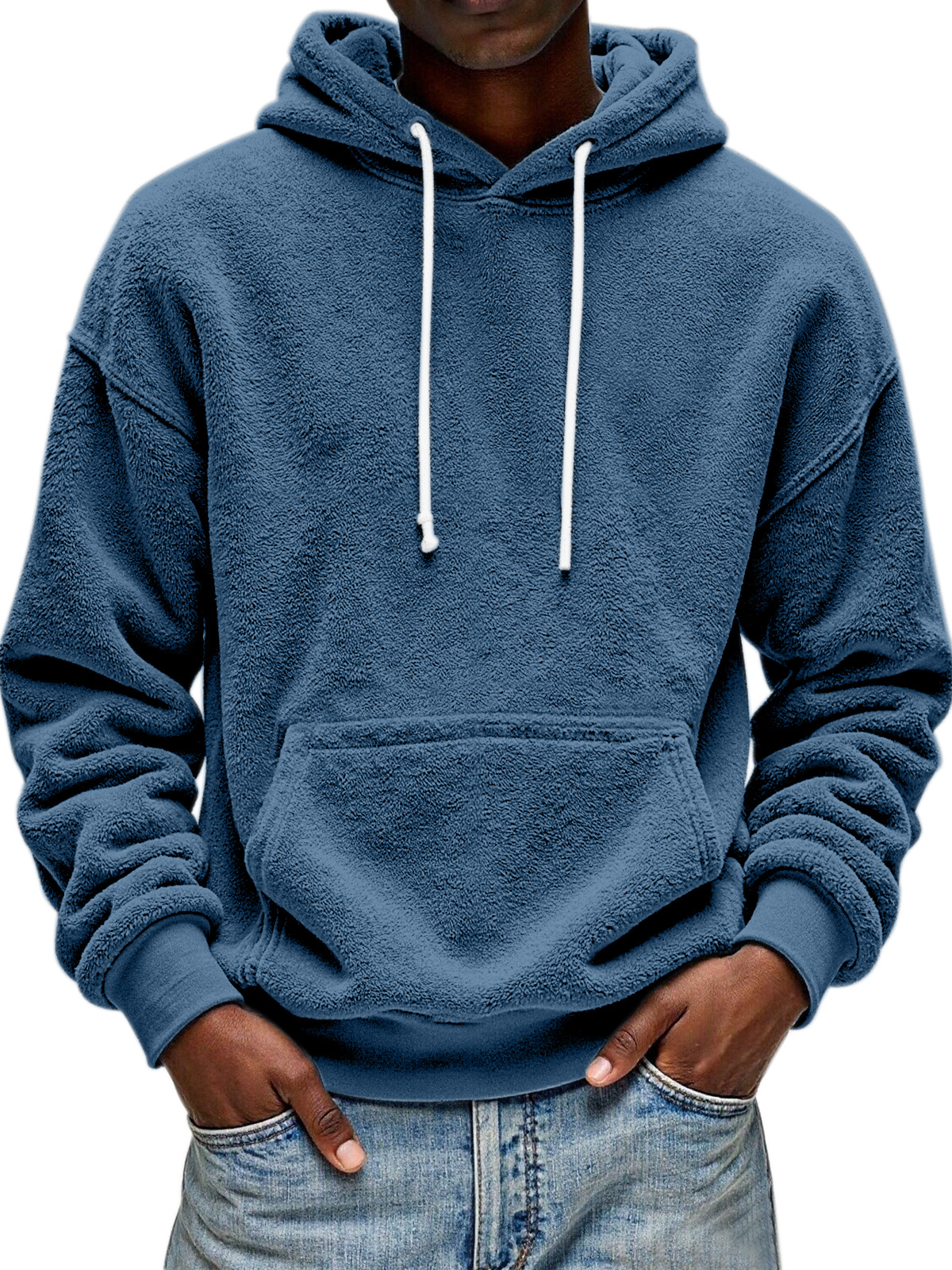 Men's Simple And Comfortable Double-sided Velvet Loose Hooded Sweatshirt