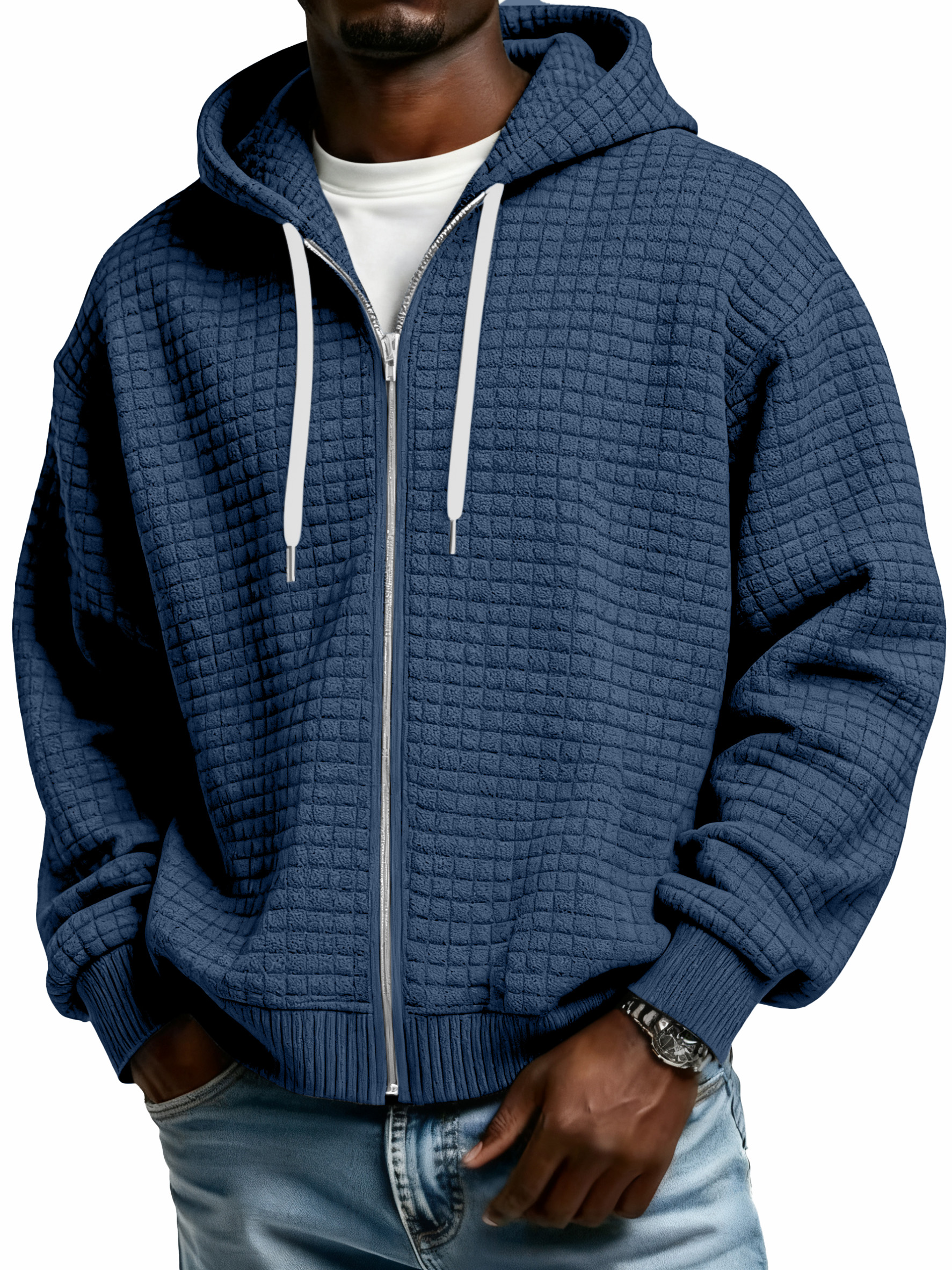 Winter Men's Corduroy Corn Zip Hooded Jacket