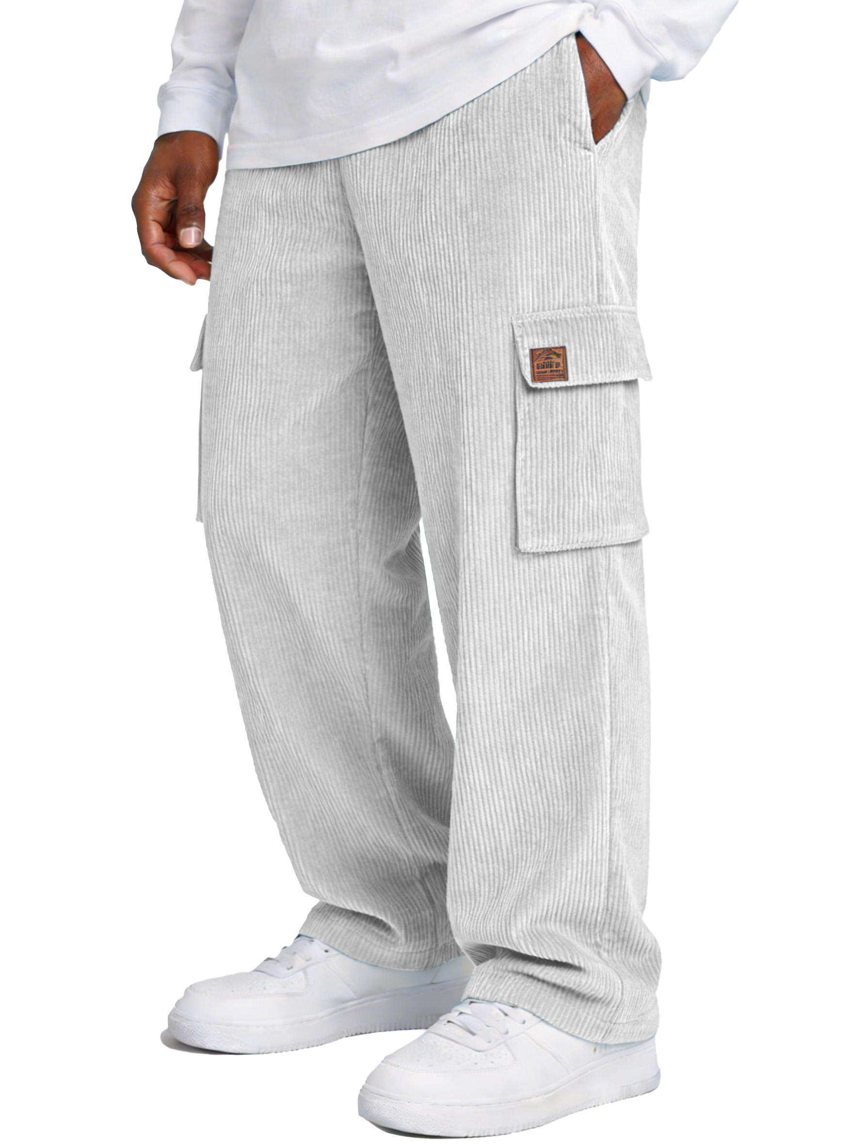 Simple Corduroy Loose Casual Straight-leg Pants With Pockets