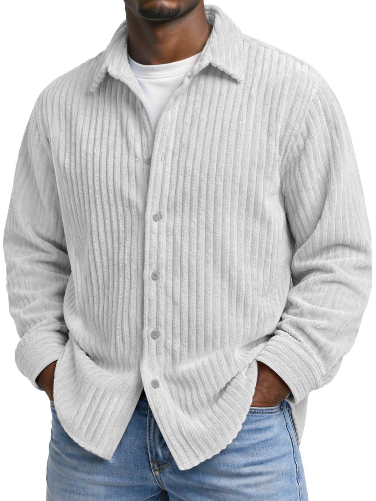 Men's Comfortable And Soft Corduroy Long-sleeved Collared Shirt