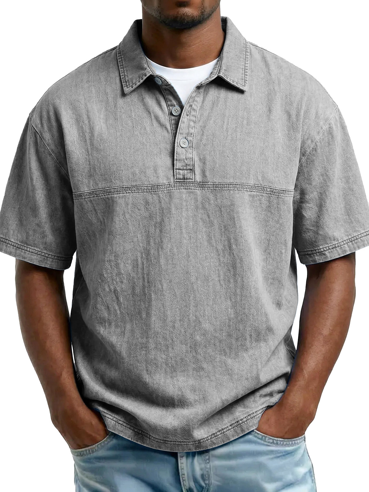 Men's Retro Loose Casual Short-Sleeve Polo Shirt
