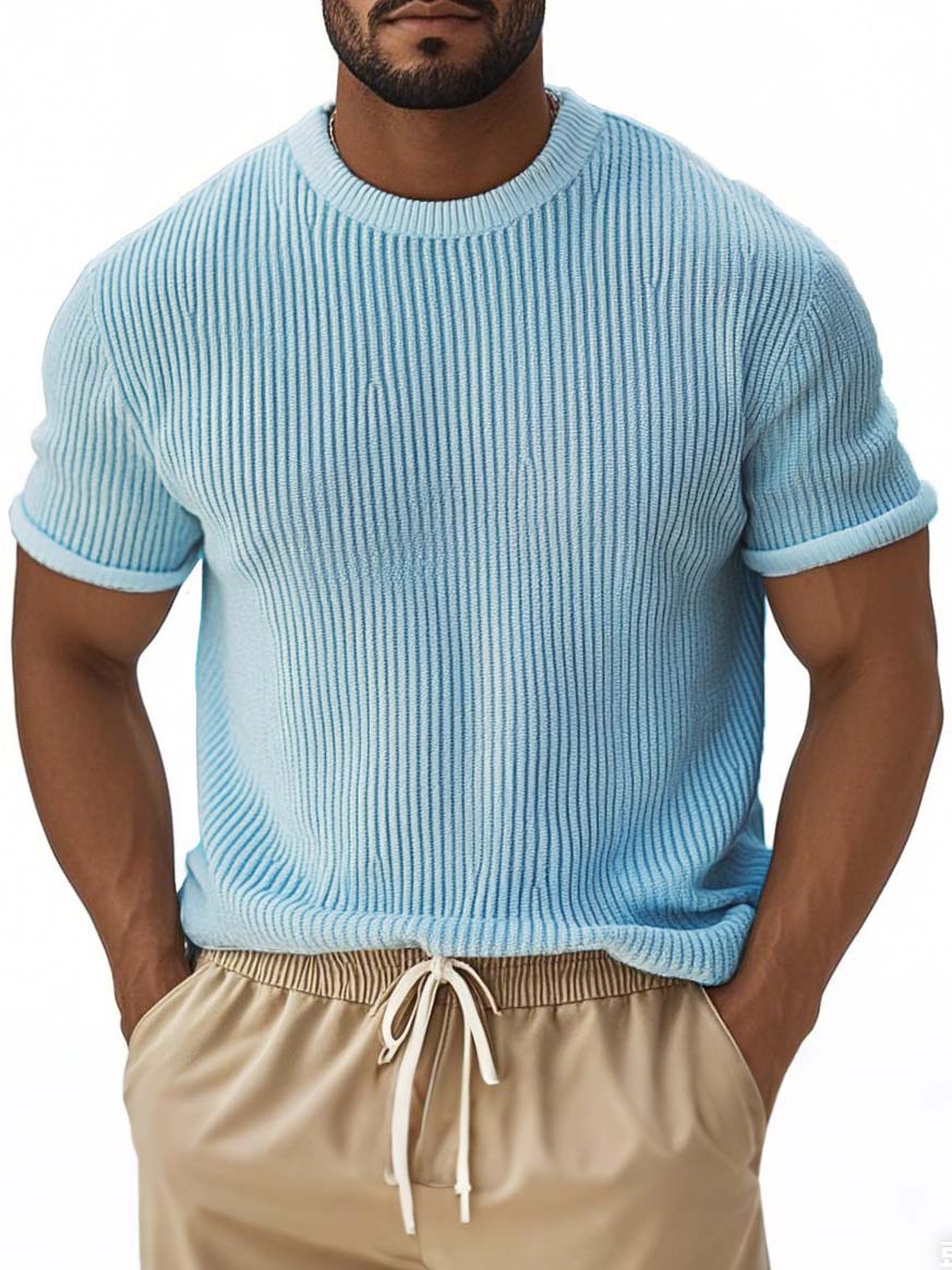 Men's Fashion Street Stripe Short-sleeved T-shirt