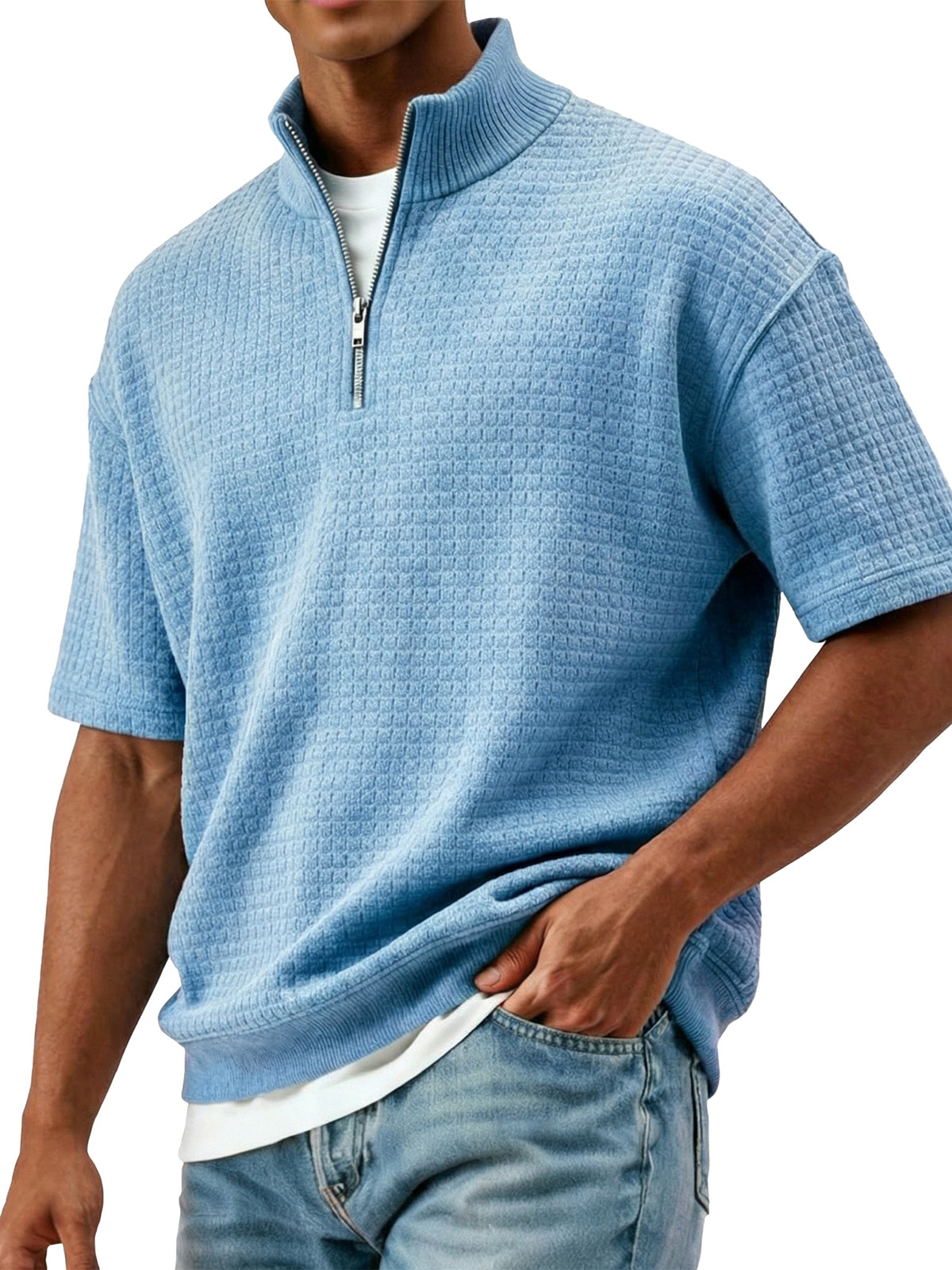 Men's Fashionable Casual Stand Collared Short-Sleeve Polo Shirt