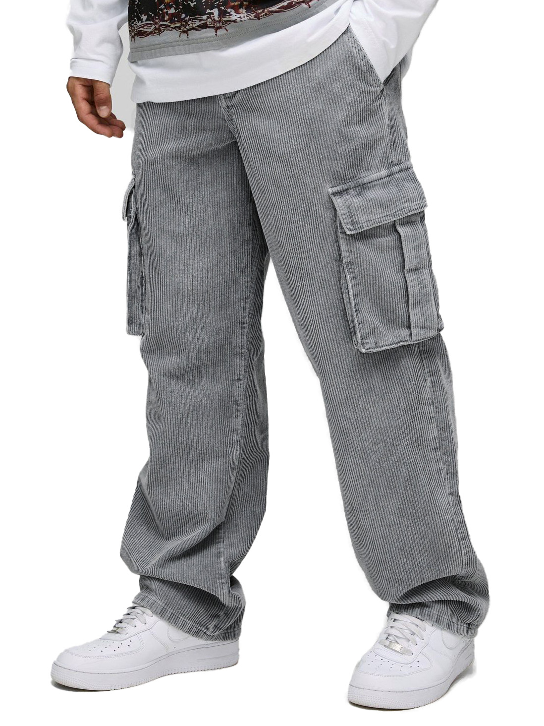 Men's Stylish Retro Corduroy Cargo Pocket Loose Elastic Waist Trousers
