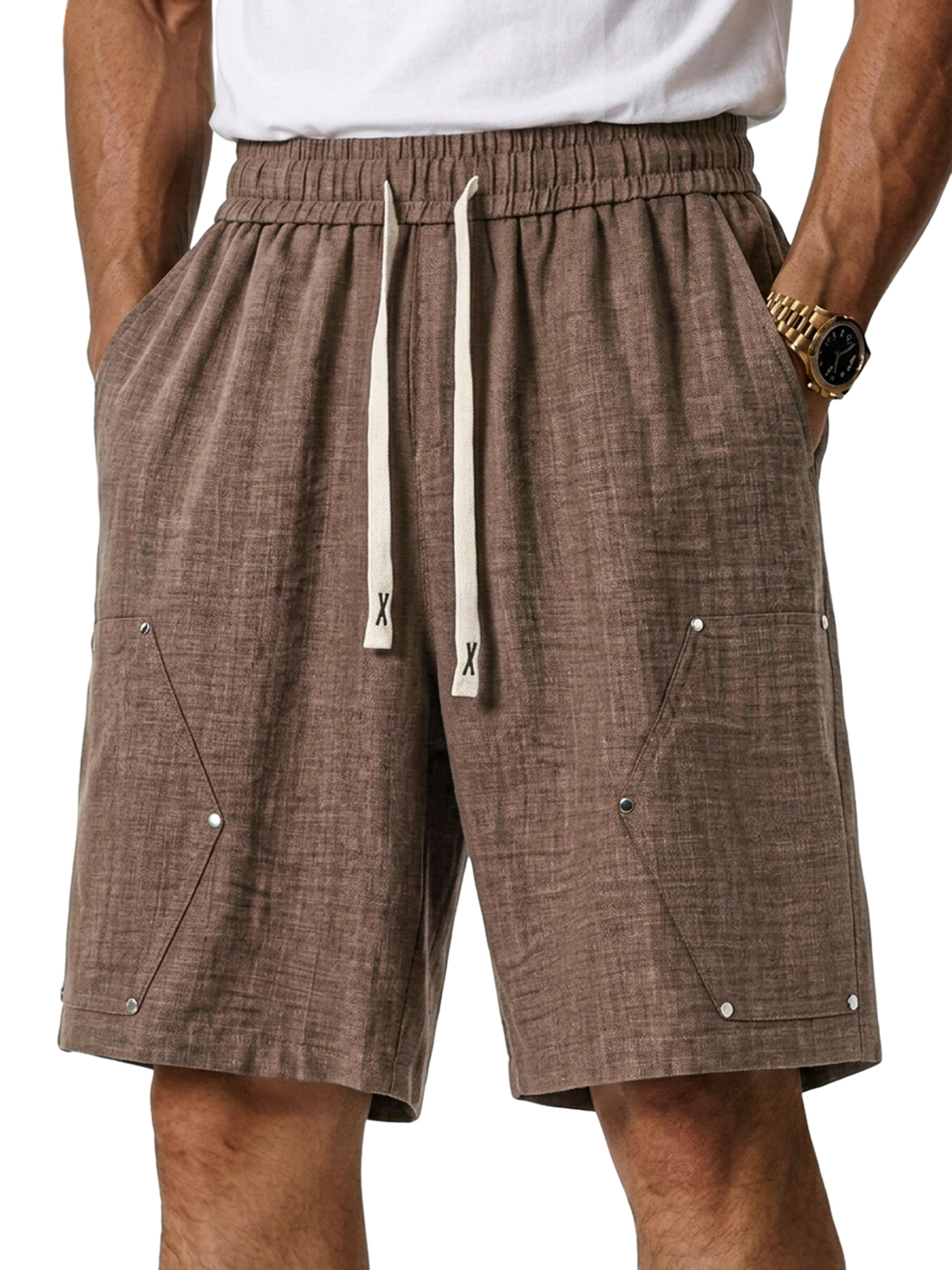 Men's Linen Studded Casual Loose Comfort Shorts