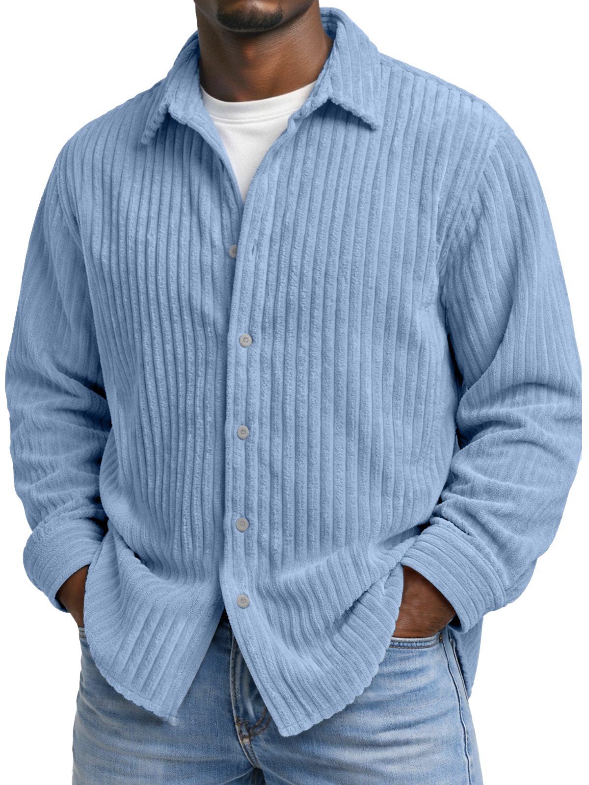 Men's Comfortable And Soft Corduroy Long-sleeved Collared Shirt