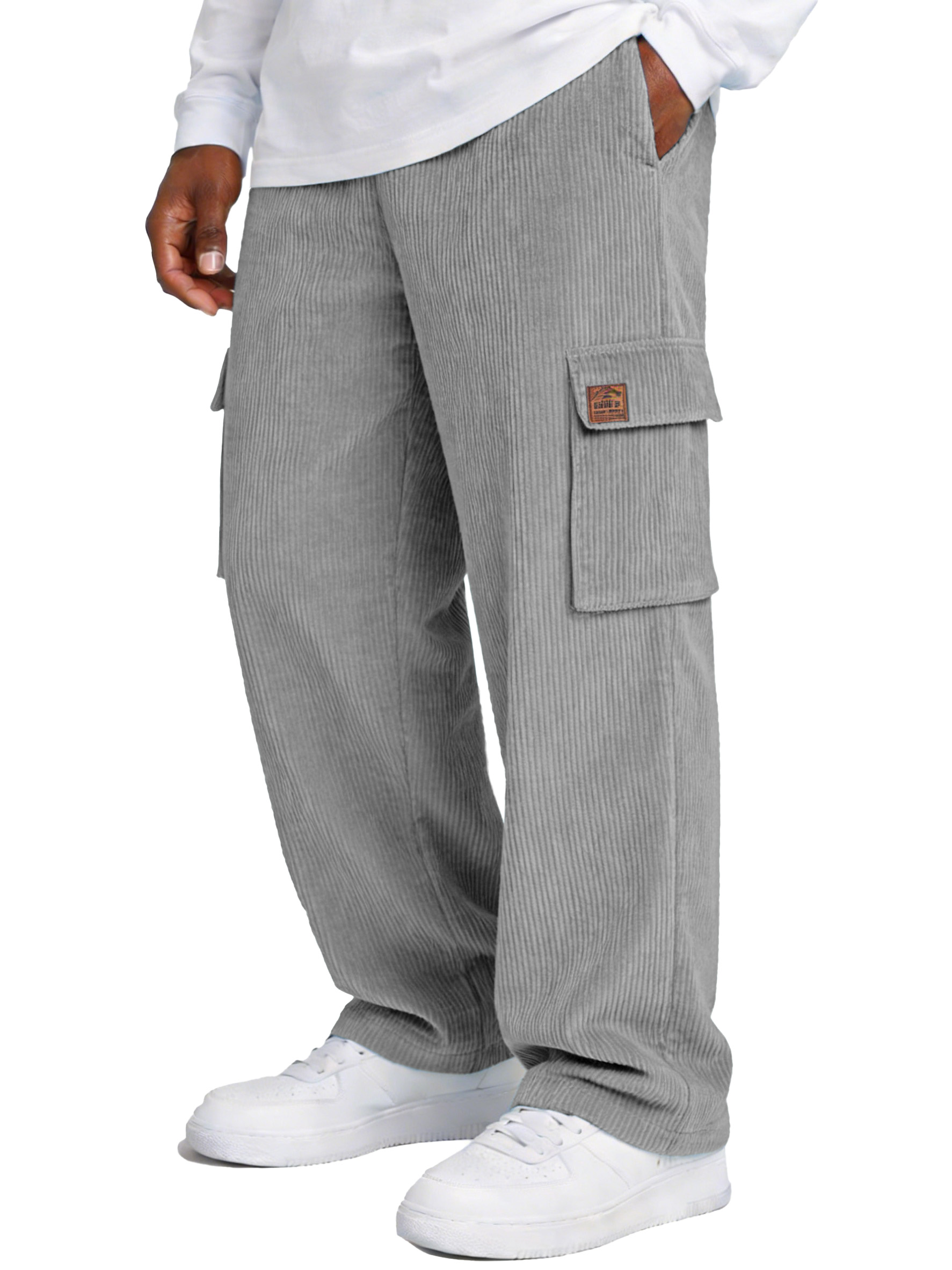 Simple Corduroy Loose Casual Straight-leg Pants With Pockets