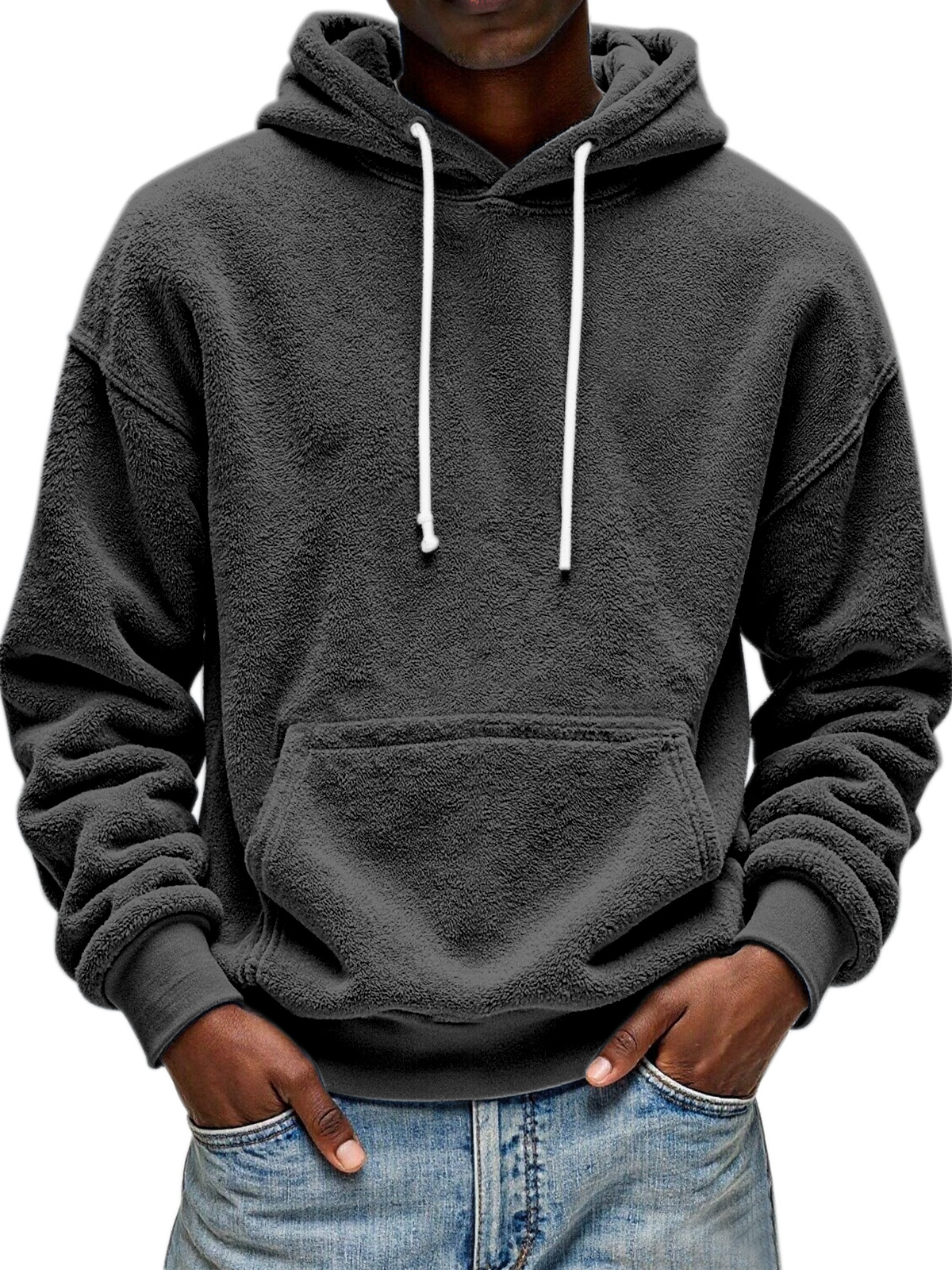 Men's Simple And Comfortable Double-sided Velvet Loose Hooded Sweatshirt
